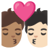 🧑🏽‍❤️‍💋‍🧑🏻 kiss: person, person, medium skin tone, light skin tone display on Google